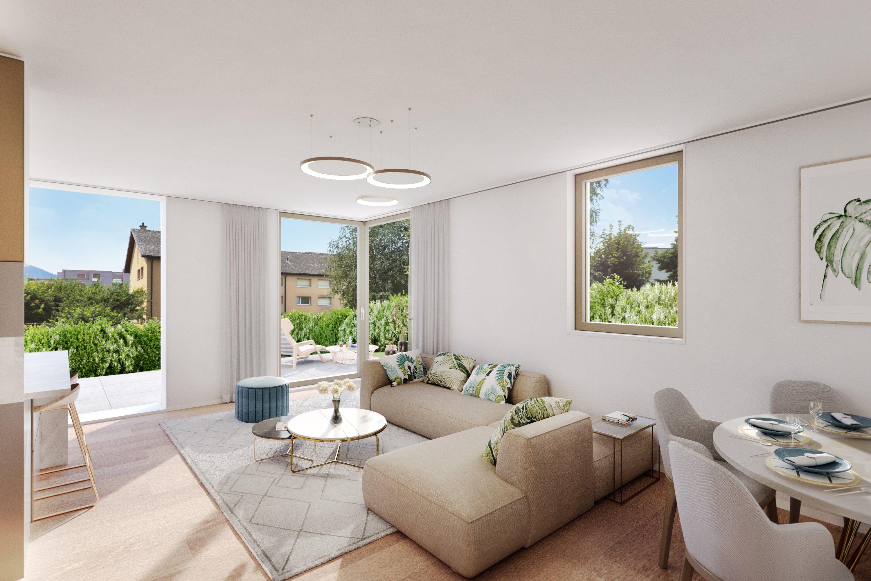 Villas-Parqueterie-INTb2 Le séjour d'une villa du projet Villas-Rossin